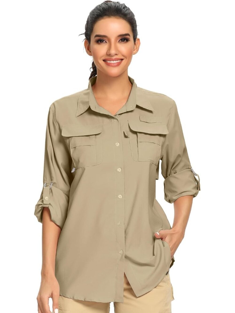 Womens UPF 50 Long Sleeve Shirts Fishing Hiking Safari Clothes for Women